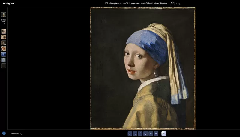 网站推荐:《戴珍珠耳环的少女》画作的 1080 亿像素扫描
