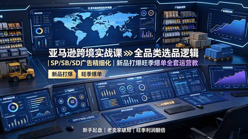 亚马逊跨境实战课:全品类选品逻辑|SP/SB/SD广告精细化|新品打爆旺季爆单全套运营教程-大梨网创