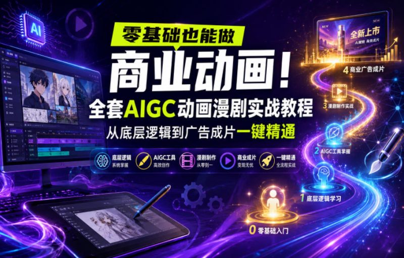 零基础也能做商业动画!全套AIGC动画漫剧实战教程,从底层逻辑到广告成片一键精通(更新0715)-大梨网创