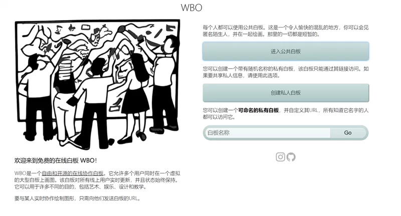 网站推荐:WBO 在线协作白板(允许多个用户同时在一个大型虚拟白板上绘图,该白板实时更新)