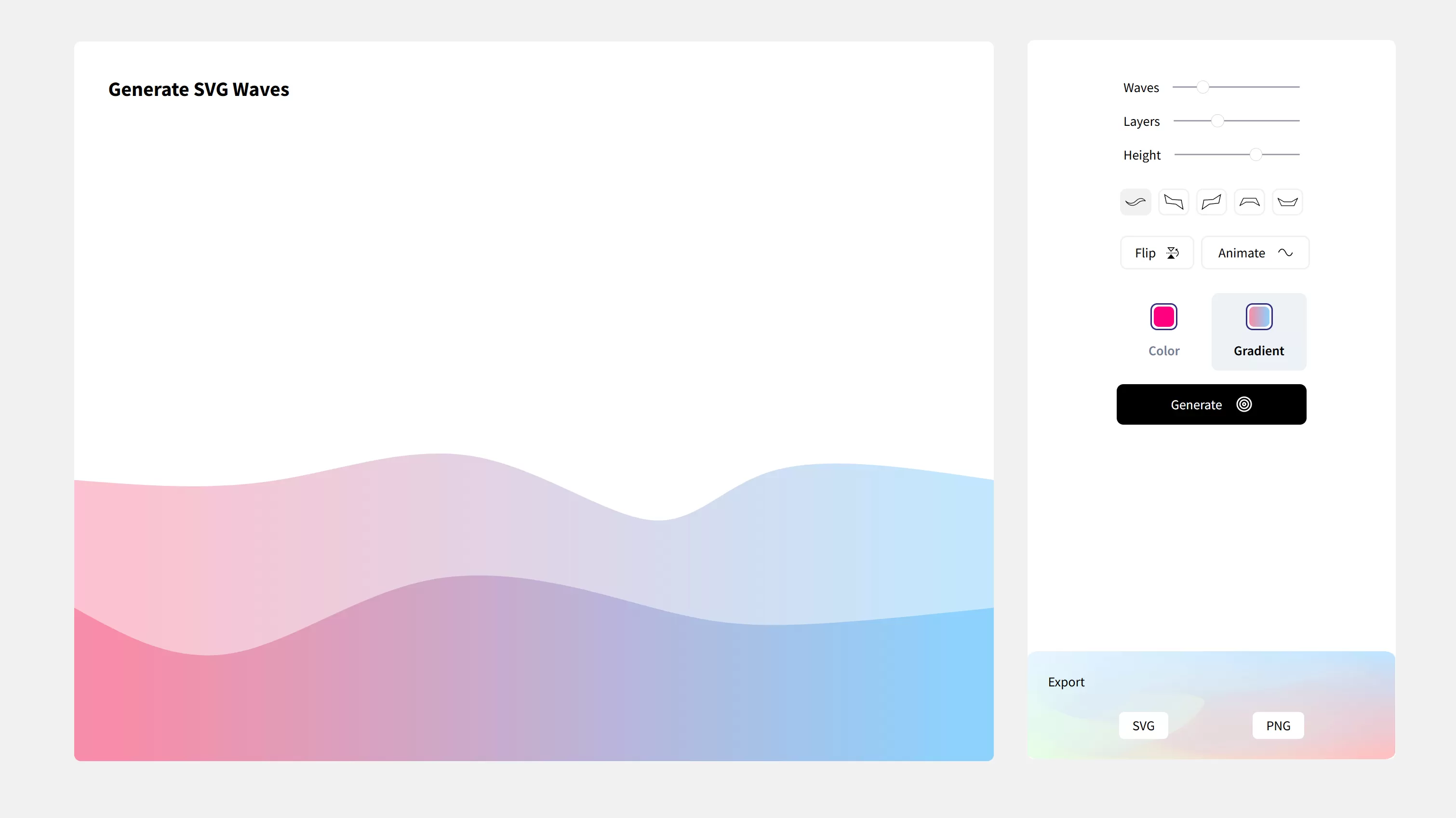 网站推荐：渐变色背景生成器and渐变波浪图案生成器（两个免费的调色网站）