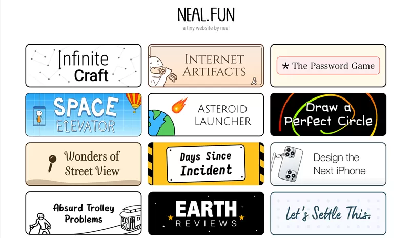 网站推荐:Neal.fun - 奇奇怪怪的小游戏网站