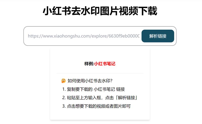 网站推荐:小红书去水印下载工具(在线去水印工具)