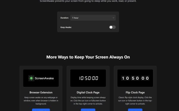 网站推荐：ScreenAwake保持屏幕打开