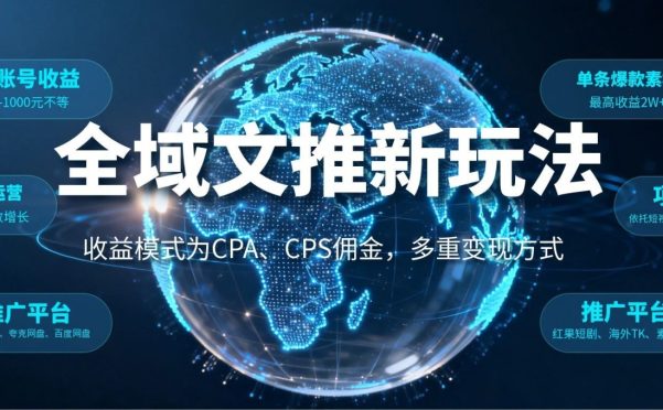 全域文推新玩法:收益模式为CPA、CPS佣金,多重变现方式