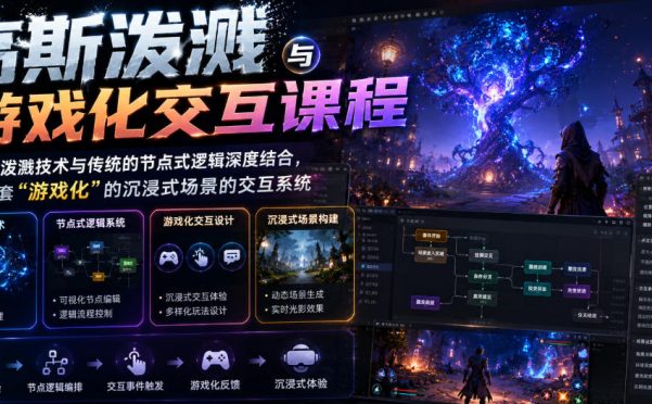高斯泼溅与游戏化交互课程,将高斯泼溅技术与传统的节点式逻辑深度结合,打造一套“游戏化”的沉浸式场景的交互系统