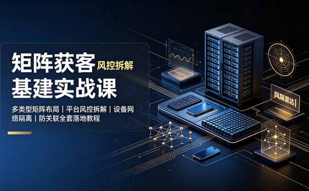 矩阵获客基建实战课:多类型矩阵布局|平台风控拆解|设备网络隔离|防关联全套落地教程