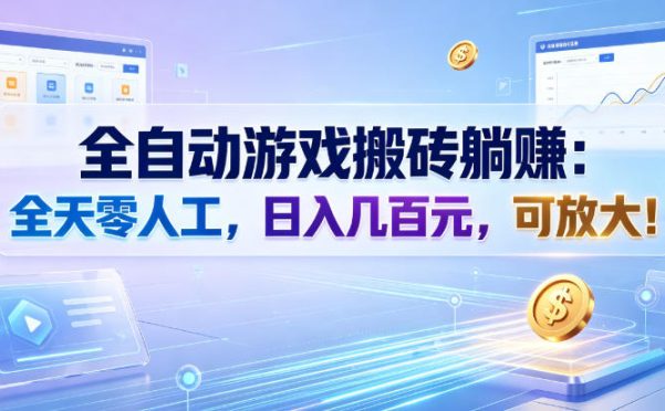 全自动游戏搬砖躺賺:全天零人工,日入几百元,可放大!【揭秘】