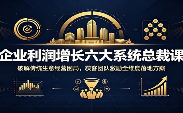 企业利润增长六大系统总裁课:破解传统生意经营困局,获客团队激励全维度落地方案