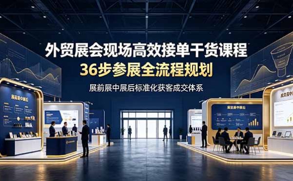外贸展会现场高效接单干货课程,36步参展全流程规划,展前展中展后标准化获客成交体系