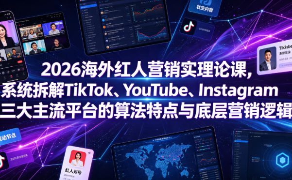 2026海外红人营销实理论课,系统拆解TikTok、YouTube、Instagram三大主流平台的算法特点与底层营销逻辑