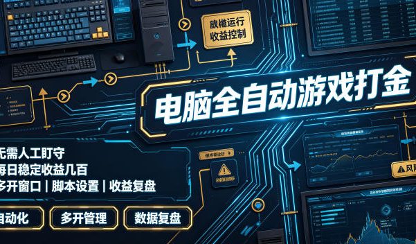 电脑全自动游戏打金,无需人工盯守,每日稳定收益几百!【揭秘】