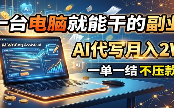 一台电脑就能干的副业,AI代写月入2W+,一单一结不压款
