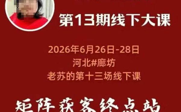矩阵获客·众乐乐老苏·6月26-28号线下课,14小时录音+字幕+课件资料,完整保姆级矩阵实操手法与案例拆解,全程干货