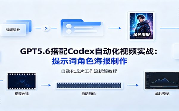 GPT5.6搭配Codex自动化视频实战:提示词角色海报制作,自动化成片工作流拆解教程