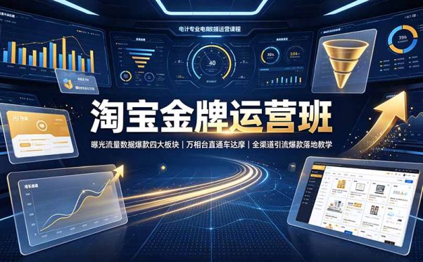 淘宝金牌运营班-7月:曝光流量数据爆款四大板块|万相台直通车达摩|全渠道引流爆款落地教学