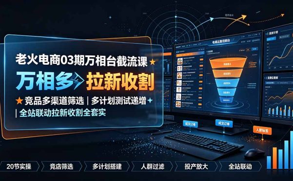 老火电商03期万相台截流课:竞品多渠道筛选|多计划测试递增|全站联动拉新收割全套实操教学