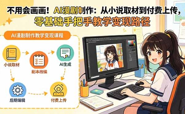 不用会画画!AI漫剧制作:从小说取材到付费上传,零基础手把手教学变现路径(更新