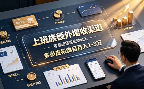 上班族额外增收渠道,零基础搭建被动收入,多多虚拟类目月入 1-3 万