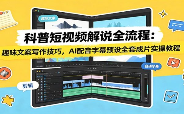 科普短视频解说全流程:趣味文案写作技巧,AI配音字幕预设全套成片实操教程