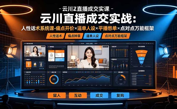 云川直播成交实战:人性话术系统课-痛点种草×塑品开价×逼单人设×平播憋单×点对点万能框架