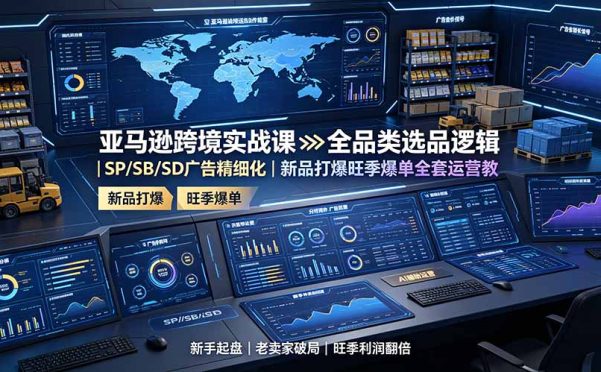 亚马逊跨境实战课:全品类选品逻辑|SP/SB/SD广告精细化|新品打爆旺季爆单全套运营教程