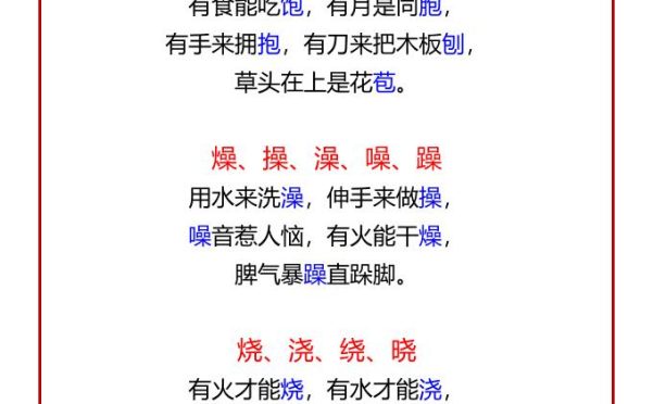 26秋新课改一年级上语文新生必背快速记忆形近字口诀